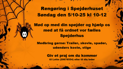 Hovedrengøringsdag i spejderhuset 5/10-2025